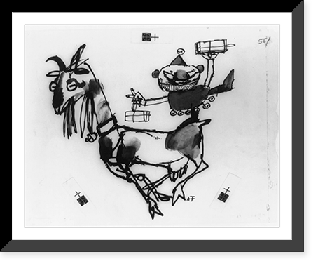 Historic Framed Print, [Gnomish Santa and goat],  17-7/8" x 21-7/8"