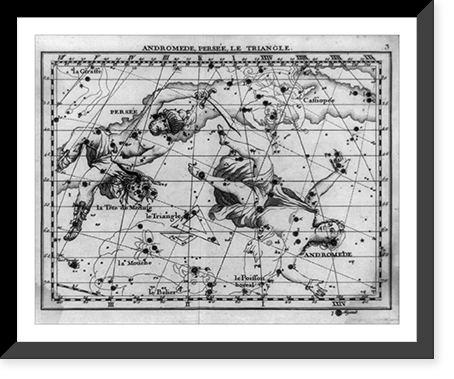 Star map with constellations of Andromeda, Perseus, and Triangulum, Antique Print