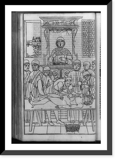 Remondino de Luzzi overseeing assistant in dissection of cadaver as students watch in an early fourteenth century anatomy class at Bologna, Antique Poster