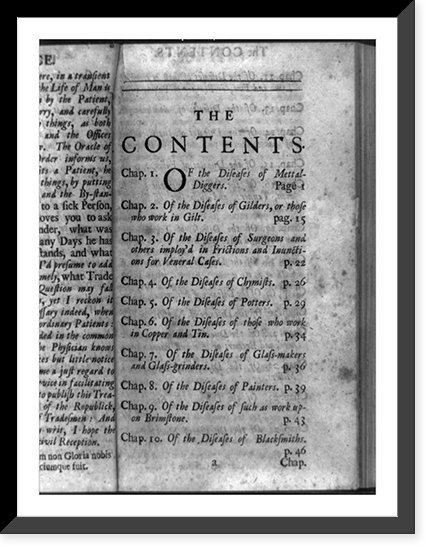 Contents page of A treatise on the diseases of tradesmen, Antique Wall Art