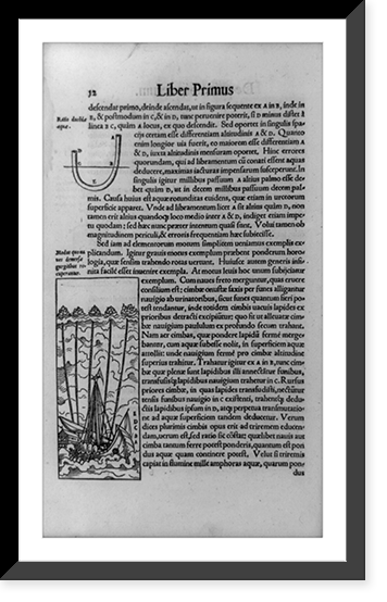Method of raising sunken ship with five ropes and ships, diagram of curved pipe in water, and surrounding text Classic, Vintage Print