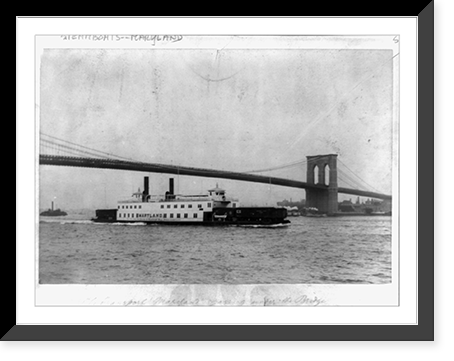 The transport steamboat Maryland passing under the Brooklyn Bridge, carrying railroad cars of the New York, New Haven & Hartford Railroad Co. Classic, Antique Poster