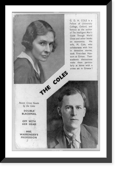 Head-and-shoulders portraits of G.D.H. Cole and his wife, Margaret Cole, Vintage Poster