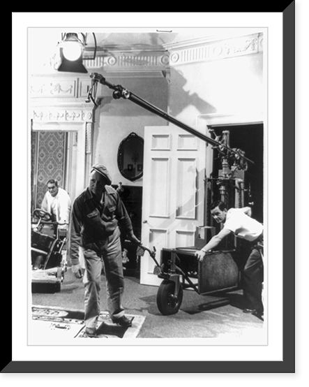 How U.S. movies are made. Camera and microphone are wheeled in, Historic Reproduction