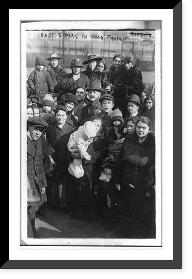 Food protests - East siders in food protest, Antique Print