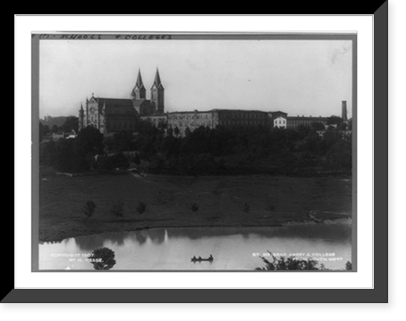St. Meinrad Abbey & college from southwest, Antique Print