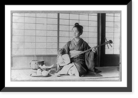 Oyouaku San (?) and her samisen, Vintage Wall Art