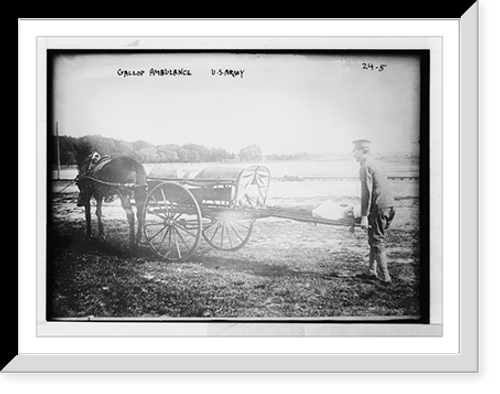 Historic Framed Print, Horse drawn Gallop ambulance, U.S. Army,  17-7/8" x 21-7/8"