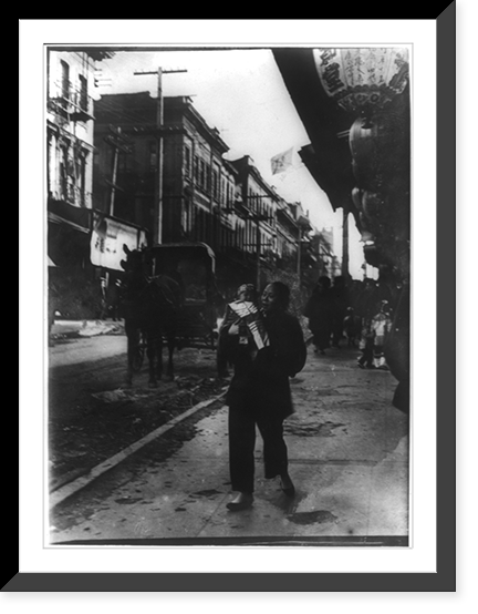 Chinese woman carrying child down street in Chinatown, San Francisco, California, Vintage Print