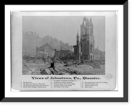 Views of Johnstown, Pa., disaster. Catholic church ruin.Sackett & Carlson, Sycamore, Ill. Classic, Vintage Wall Art