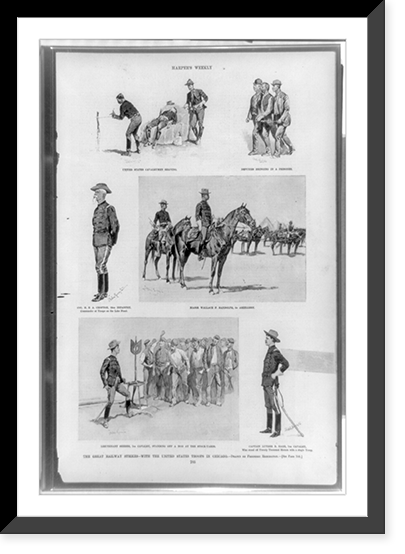 Historic Framed Print, The great railway strikes. with the United States troops in Chicago.drawn by Frederic Remington.,  17-7/8" x 21-7/8"