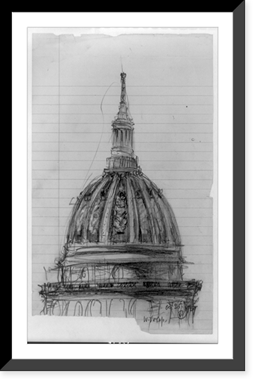 West Virginia Capitol Complex (Charleston, W. Va.). Dome and cupola. Sketch elevation and study.CG, Antique Print
