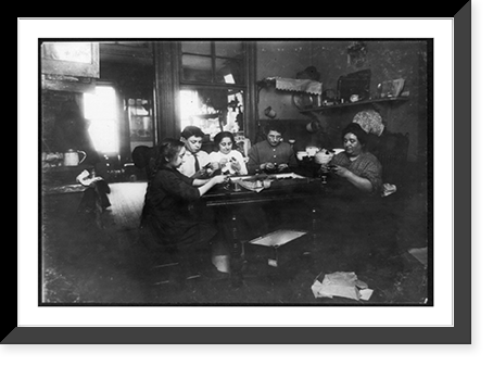 Making neckties in the kitchen of Mrs. Rothenberg, 170 Allen St., N.Y., Room 15. Back of the camera was the little inner bed-room shown in photo 2876A in which the father works at his machine. Vi