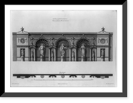 South elevation of the wall in the back court ; plan of the wall.Rt. Adam, architect, 1772 ; Dom. Cunego, incidit, Antique Print