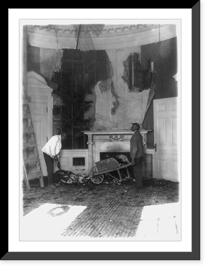 Scene in the private office of Pres. Hoover showing the effects of the fire which practically destroyed the Executive Offices, Vintage Print