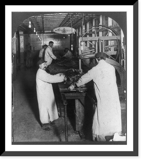 Historic Framed Print, [Beef cutting machine, Armour's, Union Stock Yards, Chicago, U.S.A.],  17-7/8" x 21-7/8"