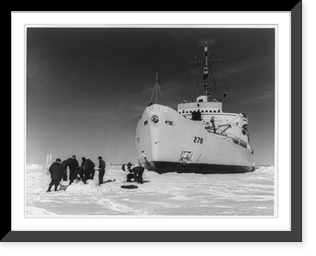 A group of the Coast Guardsmen building an igloo on the ie a short distance from the bow of the icebreaker Eastwind, Antique Print