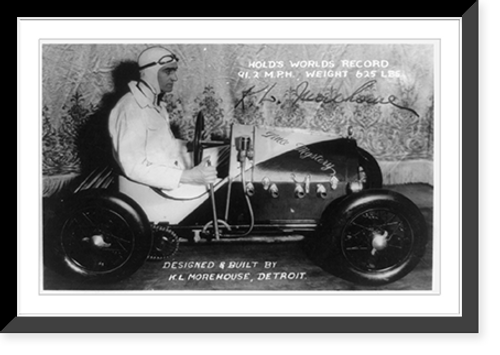 Historic Framed Print, [K.L. Morehouse at the wheel of Little Mystery"]",  17-7/8" x 21-7/8"