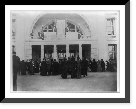 Figure of I Will, in archway above entrance, Chicago Day, World's Columbian Exposition, Chicago, Ill, Historic Print