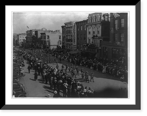 Historic Framed Print, [Military parade in street with crowds, Albany, N.Y.],  17-7/8" x 21-7/8"