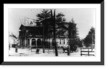 Dodge house at 30th & Q Street, N.W., Washington, D.C., after snow, Antique Print