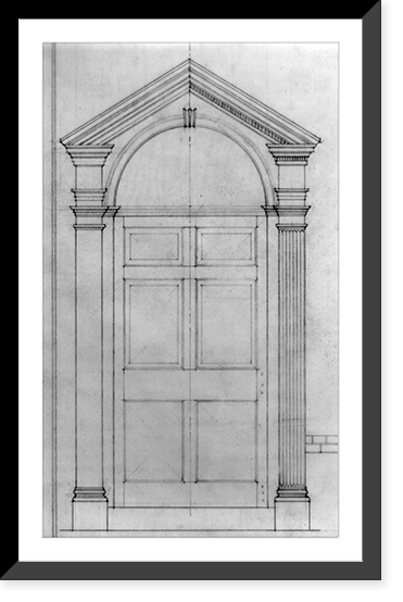 Key Mansion (Washington, D.C.). Door. Elevation and section, details, and profiles of pediment and bases Classic, Historic Print