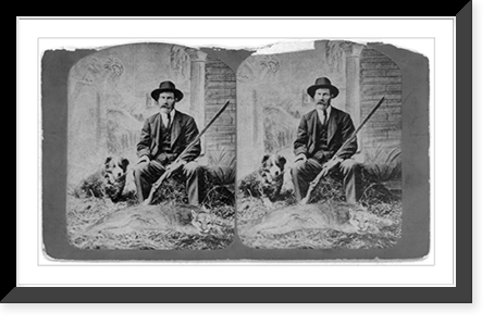 Alexander Crowell with his gun, his dog, and a large puma that he killed at Barnard, Vermont, Historic Reproduction