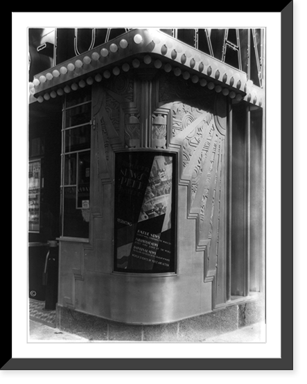 Inset billboard at corner of Trans-lux Theatre, 58th St., and Madison Ave., New York City, Antique Poster