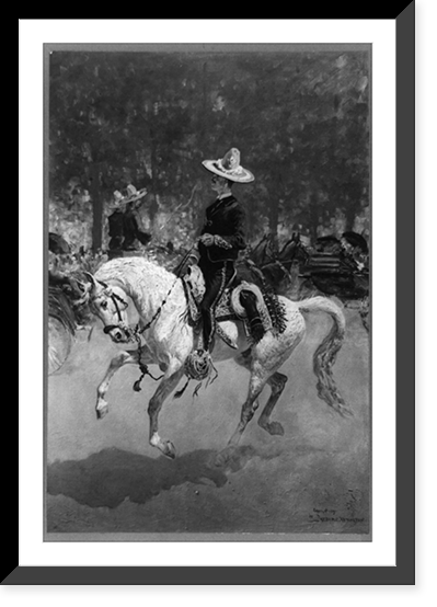 Gentleman rider on the Plaza del Paseo.by Frederic Remington, Historic Print