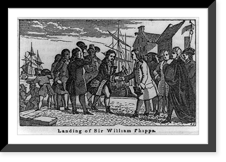 Historic Framed Print, Landing of Sir William Phipps.[by] A.A.,  17-7/8" x 21-7/8"