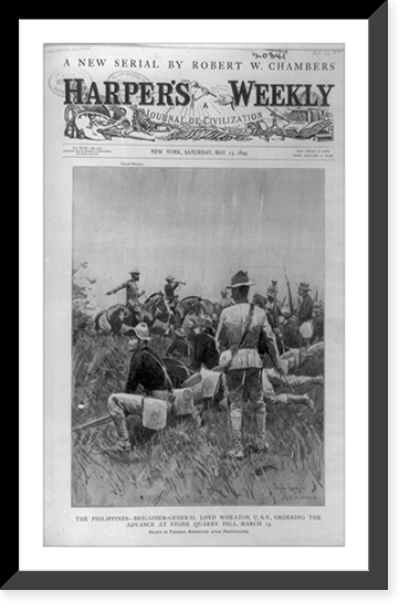 The Philippines. Brigadier-General Loyd Wheaton, U.S.V., ordering advance at Stone Quarry Hill, March 13.Frederic Remington, adapted from photographs, Vintage Poster