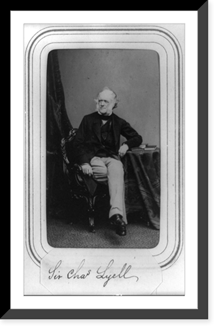 Historic Framed Print, [Sir Charles Lyell, full-length portrait, seated at small table, facing left],  17-7/8" x 21-7/8"