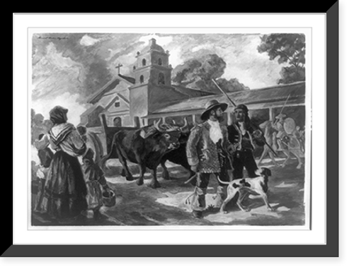 Historic Framed Print, [San Buenaventura Mission, Alta California, in the year 1800],  17-7/8" x 21-7/8"