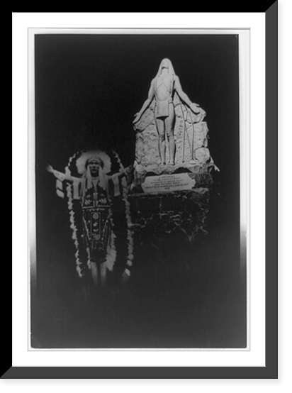 The spirit Indian appeared when the psychic photographer, Robert Chaney, took a picture of the stone Indian, Vintage Wall Art