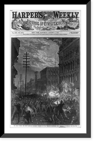 The Great strike. the Sixth Maryland Regiment fighting its way through Baltimore.from a photograph by D. Bendann, Historic Print