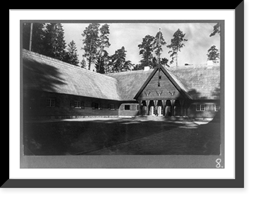 Historic Framed Print, [J&auml;gerhof Rominten. Exterior view with courtyard],  17-7/8" x 21-7/8"