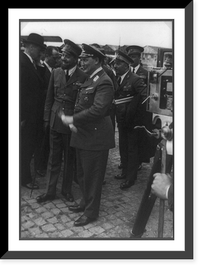 Hermann G&ouml;ring with Italo Balbo and other military officers during official visit in Rome, Italy, Vintage Print