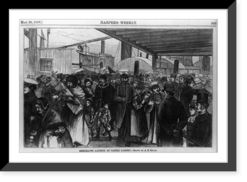 Historic Framed Print, Immigrants landing at Castle Garden.drawn by A.B. Shults.,  17-7/8" x 21-7/8"