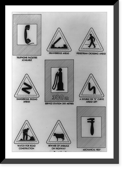 Road signs forming part of a uniform code being fostered by the United Nations in 1950, Antique Wall Art