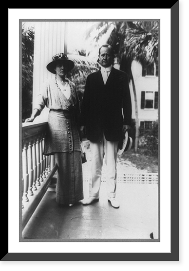 Gov. and Mrs. John Marshall Slaton, full-length portrait, standing, facing front, Vintage Poster