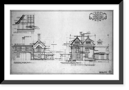 Ishpiming, William S. Corby house (Chevy Chase, Maryland). Exterior. East and west elevations and detail.Arthur B. Heaton, architect, Antique Wall Art