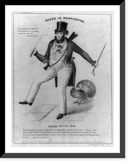 Scene in Washington. Sunday Feby. 25. 1838, Antique Print