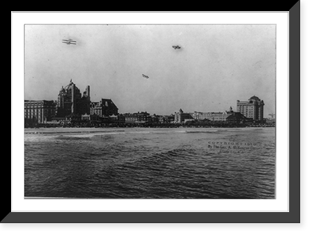 Three airplanes flying over boardwalk, Atlantic City, New Jersey, Vintage Poster