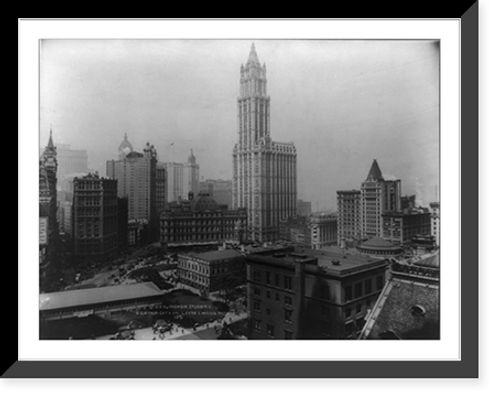 Historic Framed Print, View from City Hall Park looking south,  17-7/8" x 21-7/8"