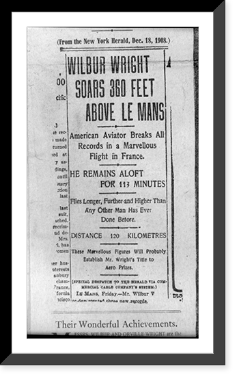 28 pages of clippings from various U.S. and French newspapers concerning aviation activites of Wright Brothers between 1903 and 1909 - 25 Classic, Antique Poster