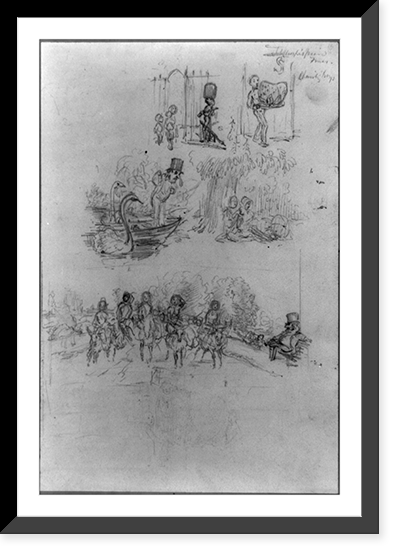 Page of five sketches, Vintage Print