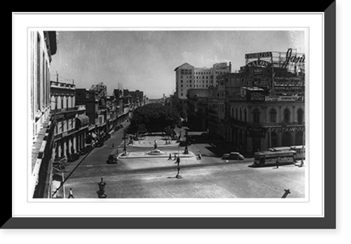 Historic Framed Print, The Famous Prado promenade, with colonial Morro Castle in background, Havana, Cuba,  17-7/8" x 21-7/8"