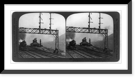 Two track levels of P.R.R. on the horseshoe curve, train rounding curve in distance 1 mile away, 100 ft. higher, Pa., U.S.A, Vintage Wall Art