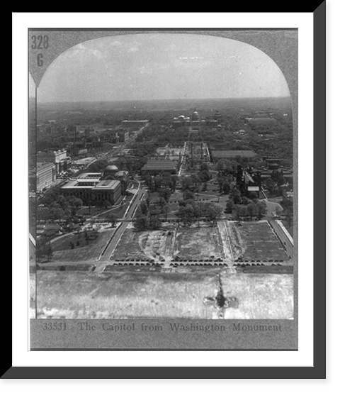 The U.S. Capitol from top of Washington, Monument shows Mall, Historic Print