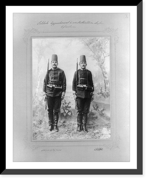 Historic Framed Print, [The soldiers of the military engineers].the photograph studio of the Imperial School of Engineering.,  17-7/8" x 21-7/8"